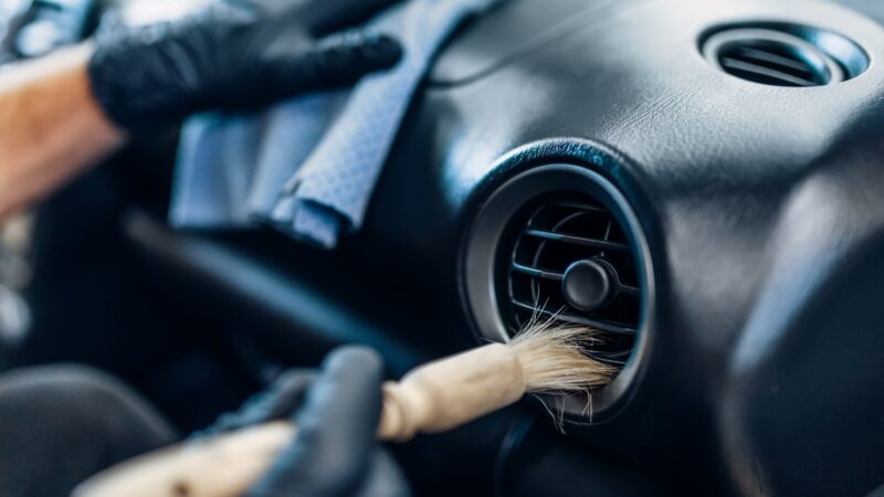 Auto detailing of car interior on carwash service